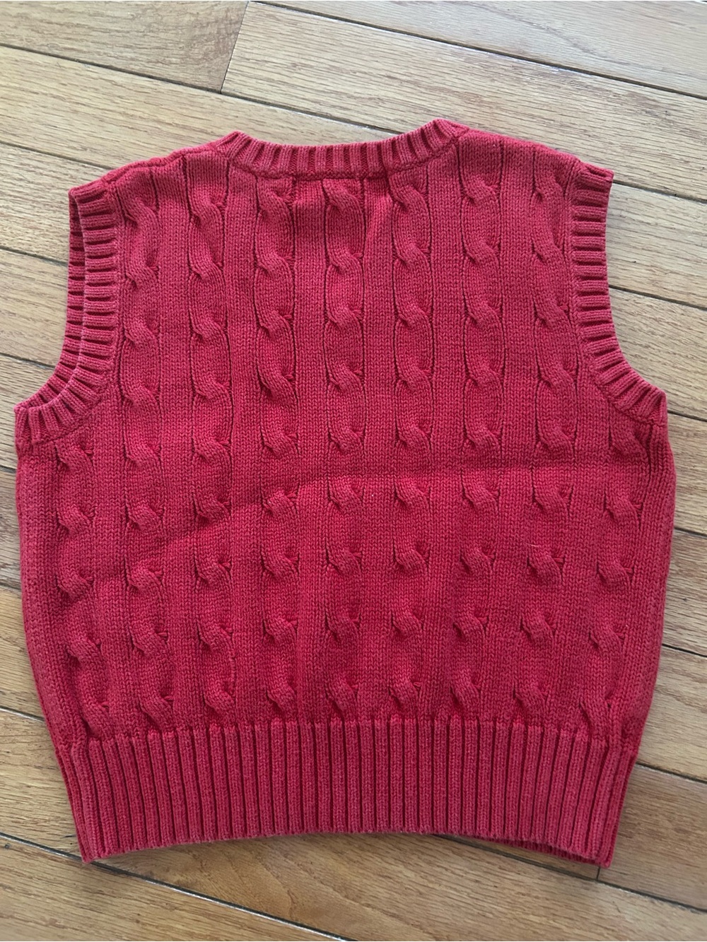 Polo Ralph Lauren Cable Knit Sweater Vest Vintage 80s 90s Red Cotton Toddler 3T - Picture 6 of 6